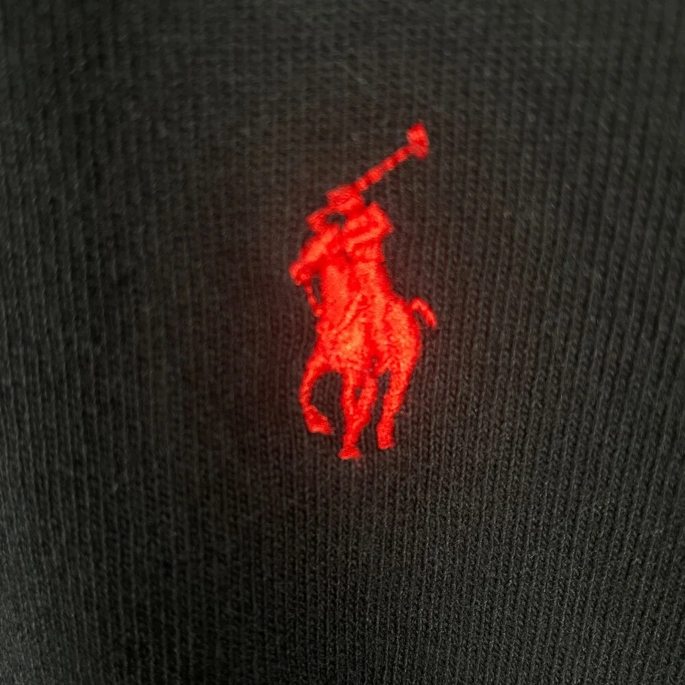 Polo Ralph Lauren Shirt Mens 2XB Black Long Sleeve Polo Red Pony Cotton